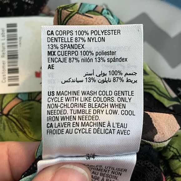 INC International Concepts Lace Chiffon Floral Lingerie Bodysuit Jungle Leopard - Picture 8 of 8